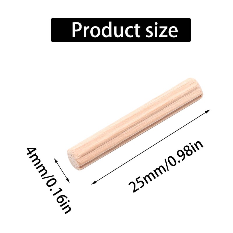 Adyoney 48Pcs 4mm x 25mm / 5/32 Inch x 0.98 Inch Wooden Dowel Pin Fluted Beveled Ends Wooden Pegs Support Shelves - Image 2